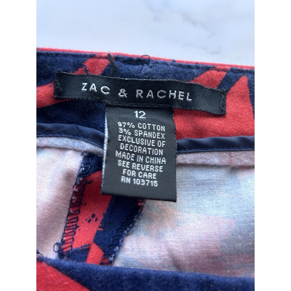 Zac & Rachel (8)‎ Ladies Floral Trousers Pants Blue withe red lillies Mid Rise - Picture 3 of 6